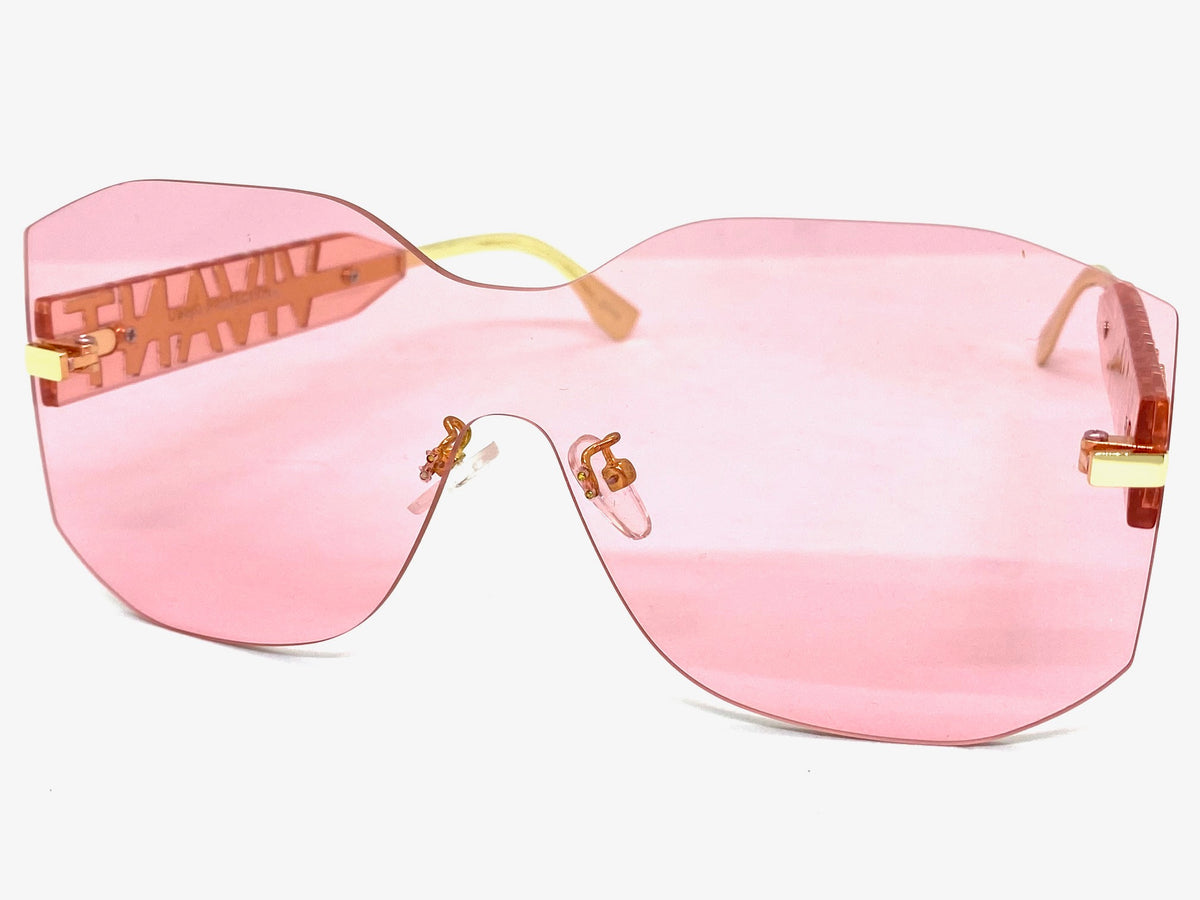 Oversized Square Shield Sunglasses- Pink Transparent Frame/ Sunset Len –  SAAK EYEWEAR