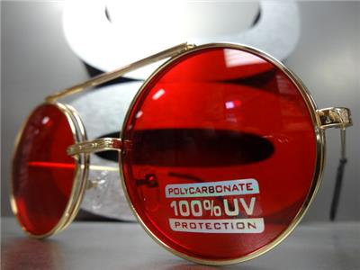 Red lens gold sales frame sunglasses