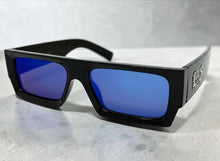 Classic Hardcore Biker Gangster Style LOCS SUNGLASSES X-Large Thick Black Frame - Blue Lens 91321
