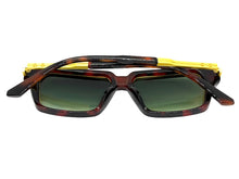 Classic Vintage Retro Luxury Hip Hop Rapper Style SUNGLASSES Square Brown & Gold Frame - Green Lens 81063