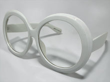Oversized Vintage Retro Style Clear Lens EYEGLASSES X-Large Round White Frame E6009