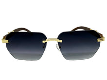 Classy Elegant Luxury Hip Hop Rapper Style SUNGLASSES Gold & Faux Wooden Frame - Gradient Lens 27804