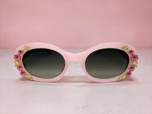 Classic Elegant Vintage Retro Style SUNGLASSES Thick Pink Oval Floral Frame 17008