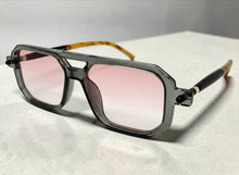 Classic Vintage Retro Luxury Hip Hop Style SUNGLASSES Square Gray Frame - Pink Lens E2036