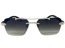 Classy Elegant Luxury Hip Hop Rapper Style SUNGLASSES Silver & Faux Wooden Frame - Gray Lens E2176