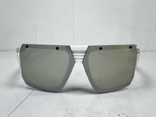 Classic Hardcore Biker Gangster Wrap Around LOCS SUNGLASSES Large White Frame - Chrome Lens 91202