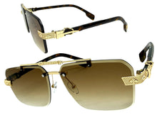 Classy Elegant Luxury Hip Hop Rapper Style SUNGLASSES Gold & Tortoise Frame - Gold Cross & Fleur De Lis 27774