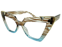 Oversized Vintage Retro Cat Eye Style Clear Lens EYEGLASSES Large Striped Optical Frame 13188