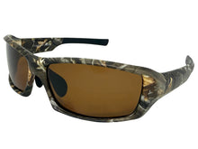 Military Tactical Hunting Fishing Wrap Around Safety POLARIZED SUNGLASSES Camouflage Frame - Brown Lens CAMO2