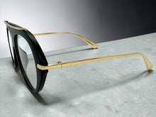Oversized Classic Vintage Retro Style Clear Lens EYEGLASSES Large Matte Black & Gold Frame 27009