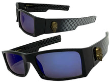 Classic Hardcore Gangster Biker Style Choppers SUNGLASSES Thick Black Frame - Blue Lens 6785