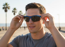 Classic Sporty Wrap Around Fishing Cycling POLARIZED Lens SUNGLASSES Semi Rimless Blue Frame 5124