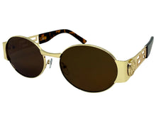 Classic Vintage Retro Luxury Hip Hop Rapper Style SUNGLASSES Oval Gold Frame - Brown Lens 27736