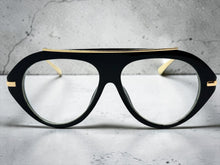 Oversized Classic Vintage Retro Style Clear Lens EYEGLASSES Large Black & Gold Frame 27009