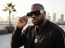 Classic Hardcore Biker Gangster Style SUNGLASSES Large Thick Matte Black Frame - Dark Lens B0335