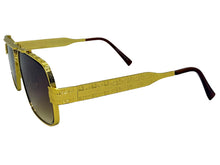 Classic Vintage Retro Luxury Hip Hop Rapper Style SUNGLASSES Square Gold Frame - Honey Lens E2206