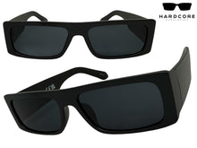 Classic Hardcore Biker Gangster Style SUNGLASSES Thick Rectangular Black Frame - Dark Lens 81019