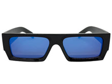 Classic Hardcore Biker Gangster Style LOCS SUNGLASSES X-Large Thick Black Frame - Blue Lens 91321