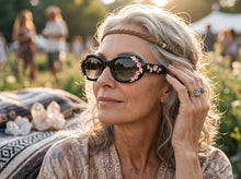 Classic Elegant Vintage Retro Style SUNGLASSES Thick Black Oval Floral Frame 17008