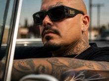Classic Hardcore Biker Gangster Style LOCS SUNGLASSES Large Thick Matte Black Frame - Dark Lens 91336