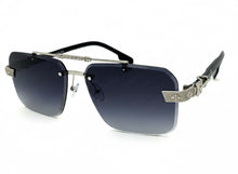 Classy Elegant Luxury Hip Hop Rapper Style SUNGLASSES Silver & Black Frame - Silver Cross & Fleur De Lis 27774