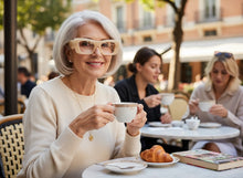 Exaggerated Classic Vintage RETRO Cat Eye Style READING GLASSES READERS Beige Frame - Lens Strength +1.25