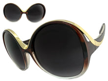 Oversized Exaggerated Vintage Retro Style SUNGLASSES Large Round Brown Frame 7152