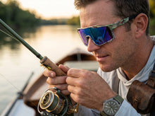 Military Tactical Hunting Fishing Wrap Around Safety SUNGLASSES Large Camouflage Frame - Blue Lens CAMO3