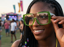 Oversized Classic Vintage Retro Shield Style Clear Lens EYEGLASSES Large Green Frame 3130