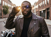Classic Hardcore Biker Gangster Style LOCS SUNGLASSES X-Large Thick Black Frame - Green Lens 91321