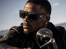 Classic Hardcore Biker Gangster Style LOCS SUNGLASSES Large Thick Black Frame - Dark Lens 91275