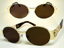 Classic Vintage Retro Luxury Hip Hop Rapper Style SUNGLASSES Oval Gold Frame - Brown Lens 27736