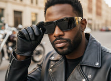 Classic Hardcore Biker Gangster Style LOCS SUNGLASSES Large Thick Black Frame - Dark Lens 91337