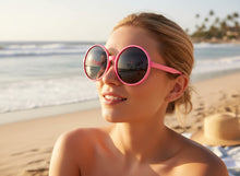 Oversized Classic Vintage Retro Style SUNGLASSES X-Large Round Pink Frame 15032
