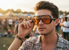Exaggerated Classic Vintage Retro Style SUNGLASSES Black Frame - Orange Lens 2465