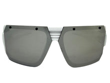 Classic Hardcore Biker Gangster Wrap Around LOCS SUNGLASSES Large White Frame - Chrome Lens 91202