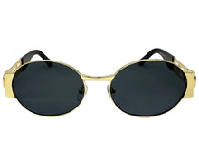 Classic Vintage Retro Luxury Hip Hop Rapper Style SUNGLASSES Oval Gold Frame - Dark Lens 27736
