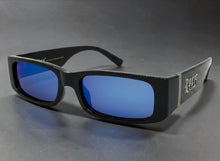 Classic Hardcore Biker Gangster Style LOCS SUNGLASSES Large Thick Black Frame - Blue Lens 91320