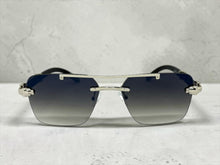 Classy Elegant Luxury Hip Hop Rapper Style SUNGLASSES Silver & Faux Wooden Frame - Gray Lens E2176