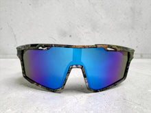Military Tactical Hunting Fishing Wrap Around Safety SUNGLASSES Large Camouflage Frame - Blue Lens CAMO3