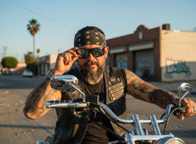 Classic Hardcore Gangster Biker Style Choppers SUNGLASSES Thick Black Frame - Silver Lens 6786