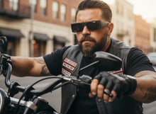 Classic Hardcore Biker Gangster Style SUNGLASSES Thick Rectangular Black Frame - Dark Lens 81019