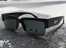 Classic Hardcore Biker Gangster Style LOCS SUNGLASSES Square Black Frame - Dark Lens 91194