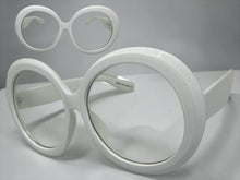 Oversized Vintage Retro Style Clear Lens EYEGLASSES X-Large Round White Frame E6009