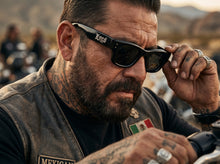 Classic Hardcore Biker Gangster Style LOCS SUNGLASSES Large Super Thick Black Frame - Dark Lens 91243