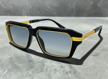 Classic Vintage Retro Luxury Hip Hop Rapper Style SUNGLASSES Square Black & Gold Frame - Blue Lens 81063