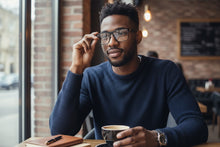 Classy Contemporary Modern Style Clear Lens Blue Light Block Computer EYEGLASSES Black Frame 35004