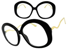 Oversized Vintage Retro Style Clear Lens EYEGLASSES Large Round Black Frame 16020
