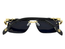 Classy Elegant Luxury Hip Hop Rapper Style SUNGLASSES Gold & Black Frame - Gold Cross & Fleur De Lis 27774