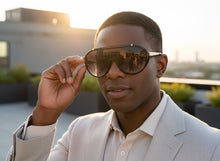 Classic Vintage Retro Style SUNGLASSES Black & Gold Frame - Gray Gradient Lens 3093
